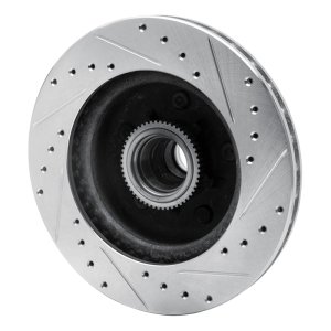 Chevrolet ASTRO Brake Rotor (1) - Front Left - R1 Concepts - Drilled & Slotted - Silver - `90-`02